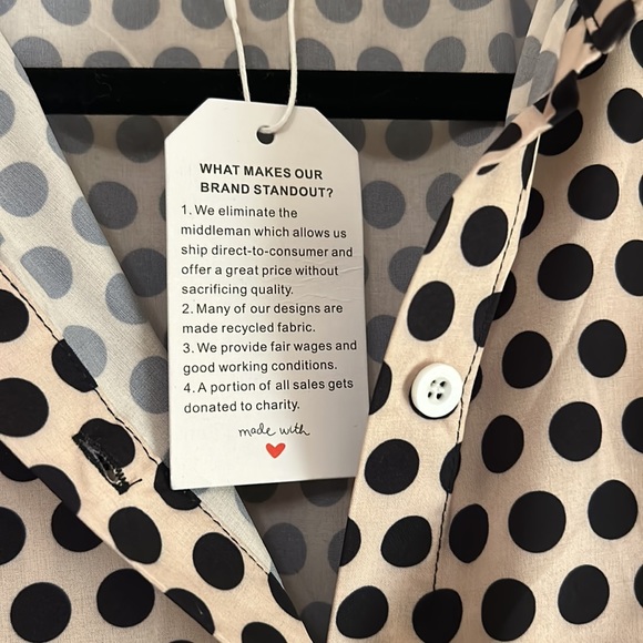 Lightweight tan and black polka dot dress - Size M - Picture 3 of 3